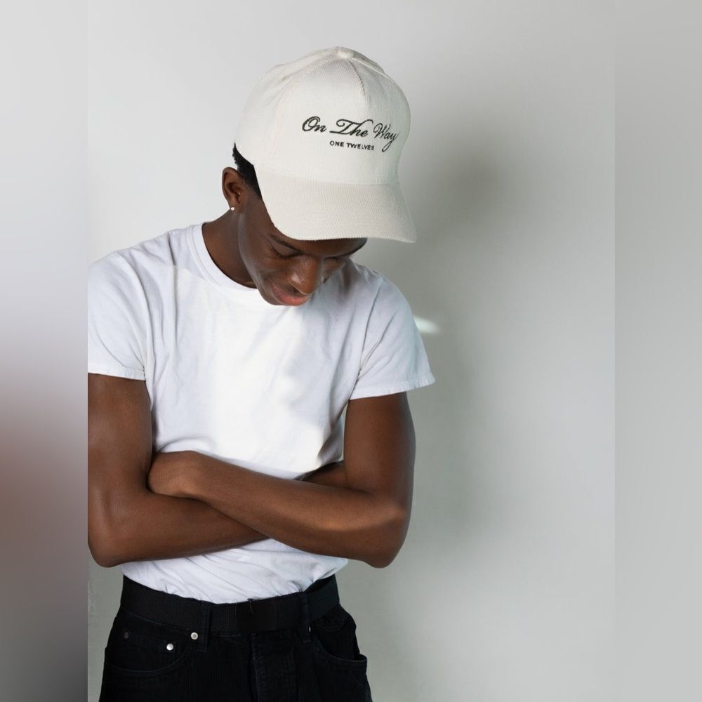 One Twelves IVORY "ON THE WAY" CORDUROY TRUCKER HAT